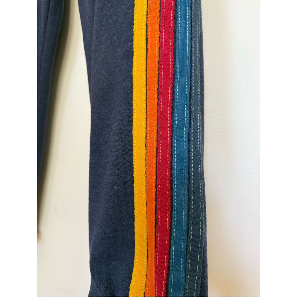Aviator Nation Five Stripe Rainbow Sweatpants Classic Navy Colorway size Medium - Picture 3 of 15